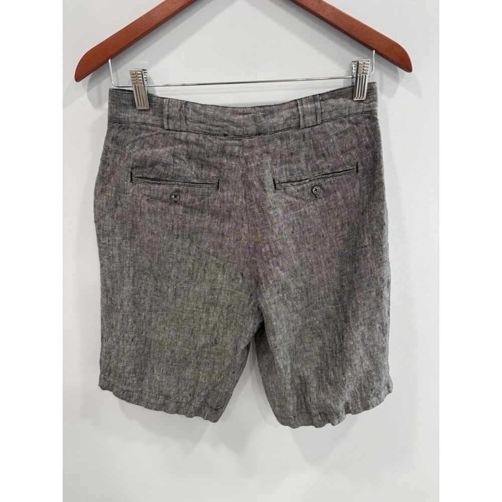Saks Fifth Avenue 100% Linen Shorts Size 4 Gray Tailored Flat Front Summer Beach - Picture 6 of 11